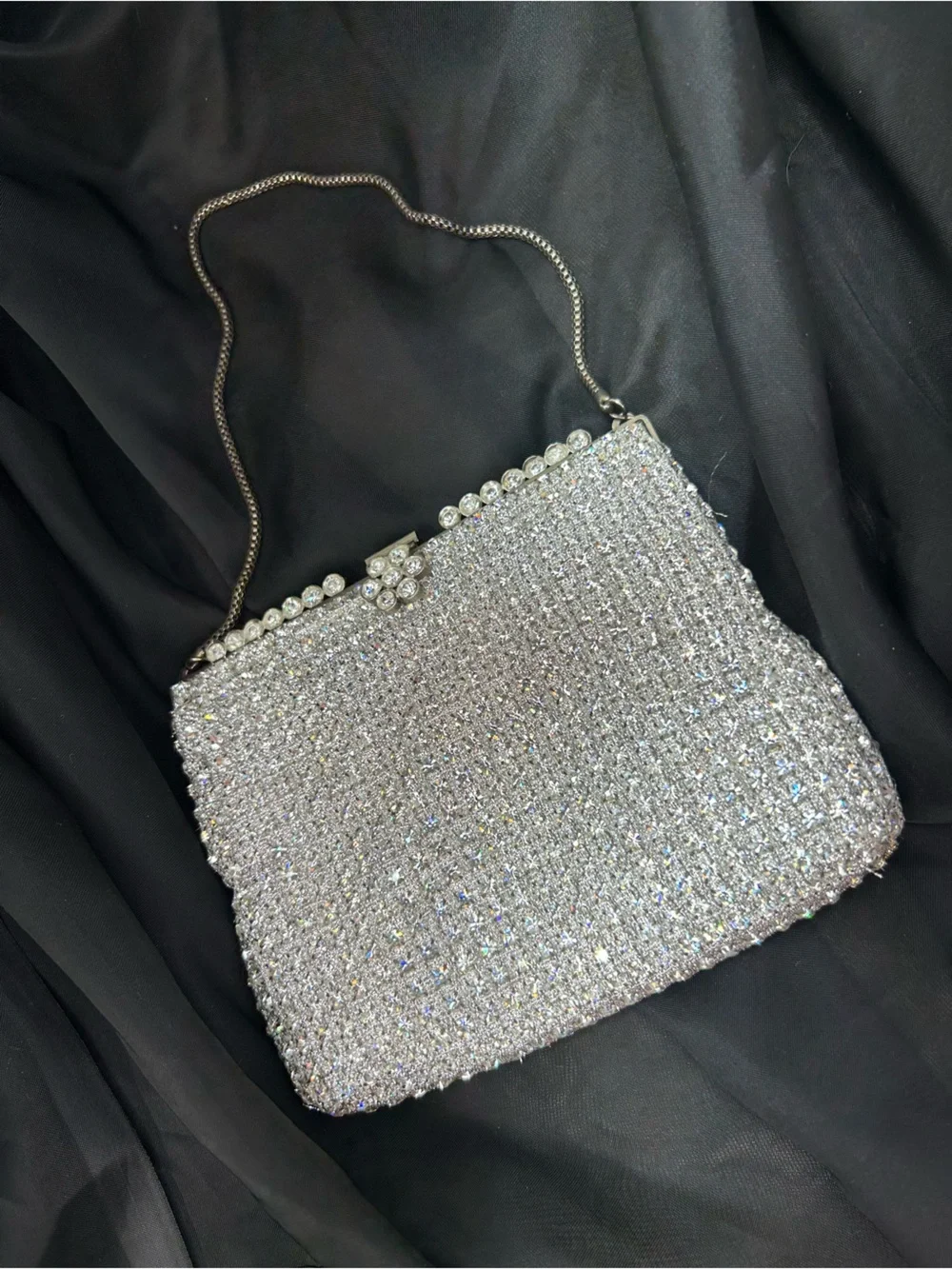 Small 1950s Vintage WALBORG Rhinestone Crystal Handbag - Hong Kong